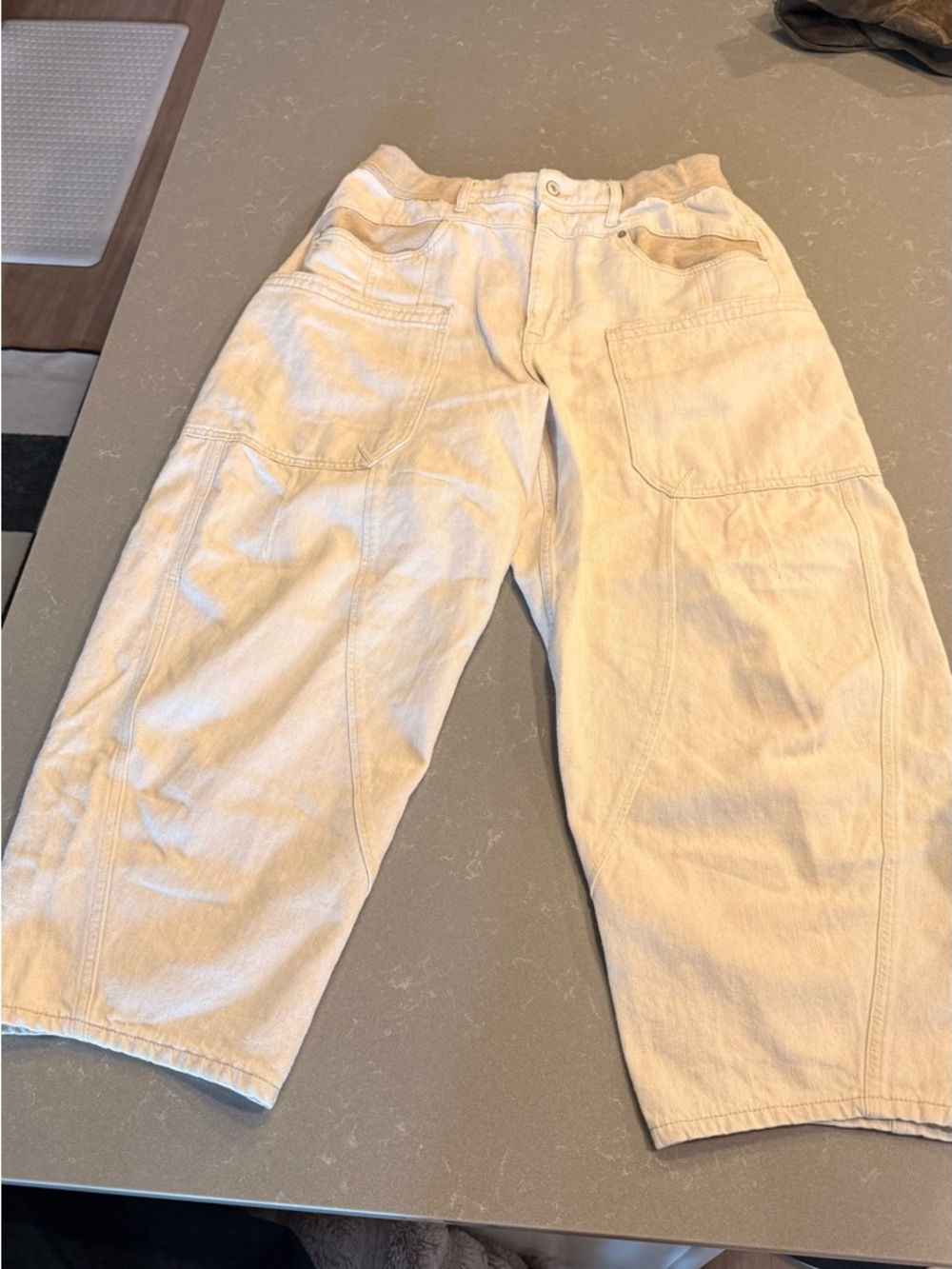 Free People Barrel Cargo Pant in Cream
